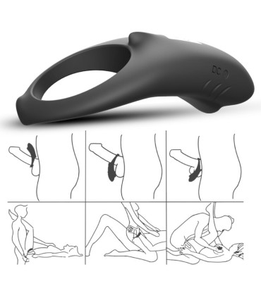 ARMONY SHARK VIBRATOR RING FOR COUPLES REMOTE CONTROL BLACK