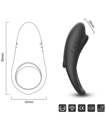 ARMONY SHARK VIBRATOR RING FOR COUPLES REMOTE CONTROL BLACK