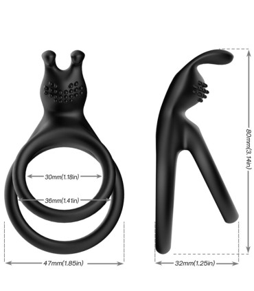 ARMONY TENSY DOUBLE RABBIT RING BLACK