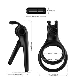 ARMONY TRAVELER DOUBLE VIBRATOR RING FOR COUPLES RABBIT BLACK