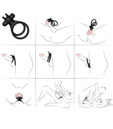 ARMONY TRAVELER DOUBLE VIBRATOR RING FOR COUPLES RABBIT BLACK