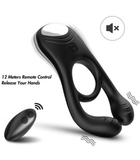 ARMONY VEYRON DOUBLE VIBRATOR RING TOY FOR COUPLES REMOTE CONTROL BLACK