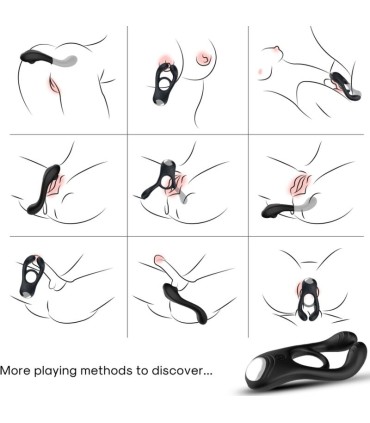 ARMONY VEYRON DOUBLE VIBRATOR RING TOY FOR COUPLES REMOTE CONTROL BLACK