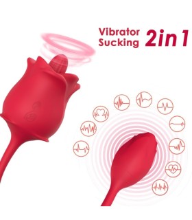 ARMONY PINK 2 IN 1 SUCTION STIMULATOR VIBRATOR 10 MODES WITH RED TAIL